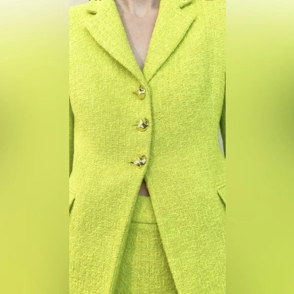 NWOT Zara Lime Green Textured Blazer - Bloggers Favorite - Picture 8 of 13